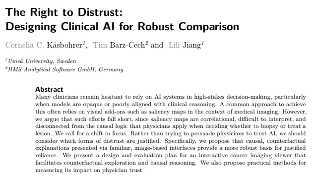 Thumbnail of The Right to Distrust: Designing Clinical AI for Robust Comparison